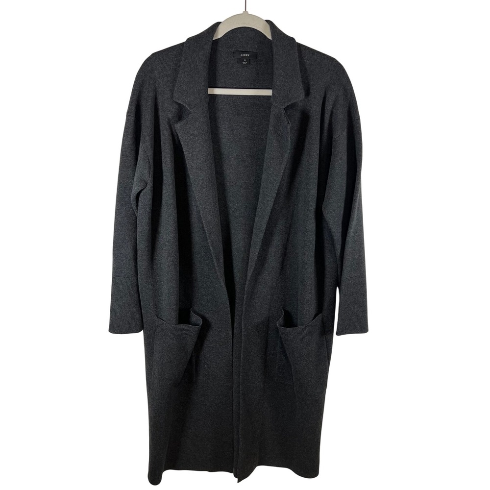 J.Crew Juliette Long Sweater Blazer Charcoal Gray Cotton Merino Wool Small